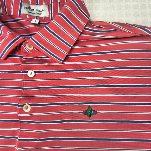Peter Millar Polo Golf Shirt Summer Comfort Short Sleeve Mens XL 50" Striped Red - Picture 3 of 7